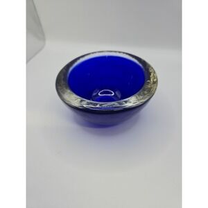 Vintage Walther Art Glass Recycled Cobalt Blue Decorative Bowl Votive Holder Hvy